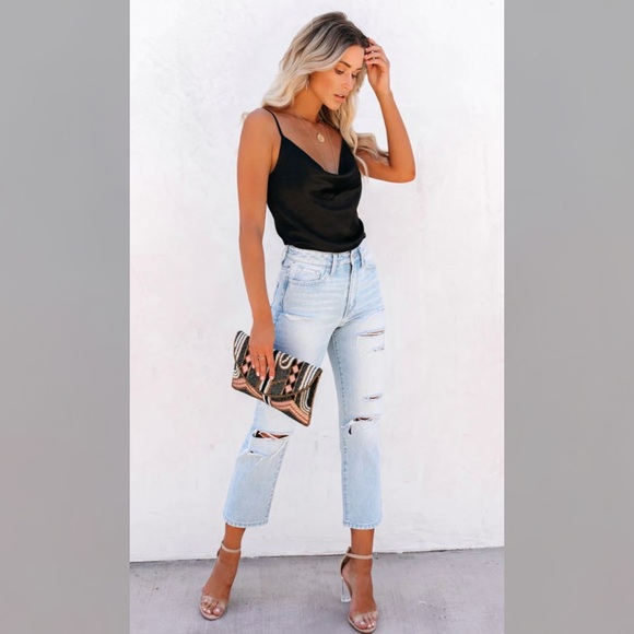 ViciDolls - Endless Rose Black Satin Cowl Neck Tank - Size Large - Picture 5 of 11